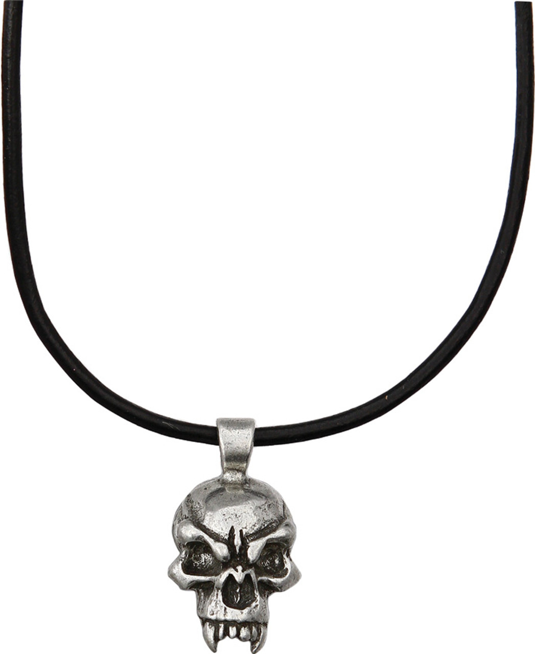 Schmuckatelli Fang Skull Pendant Necklace (Pewter)