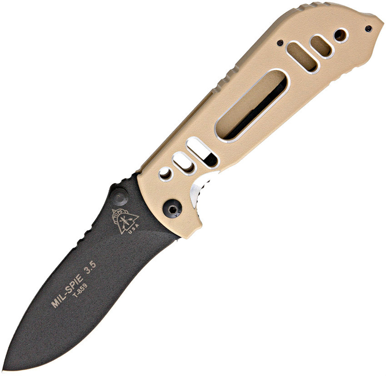 Tops Mil-SPIE 3.5 Coyote Black & Tan Liner Lock Knife (Black)