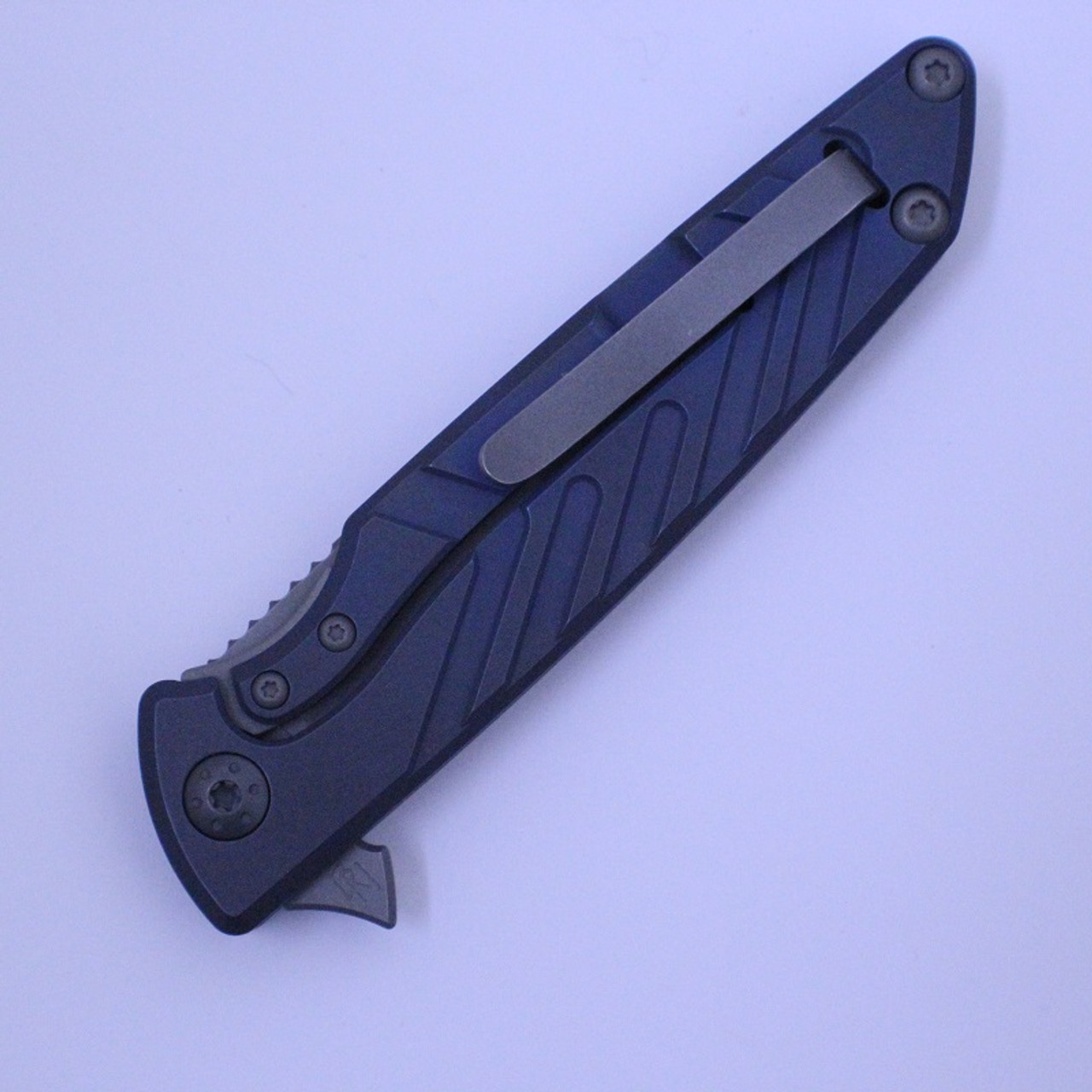 Brian Nadeau Typhoon Blue Framelock Flipper Knife (Stonewash) - Closed