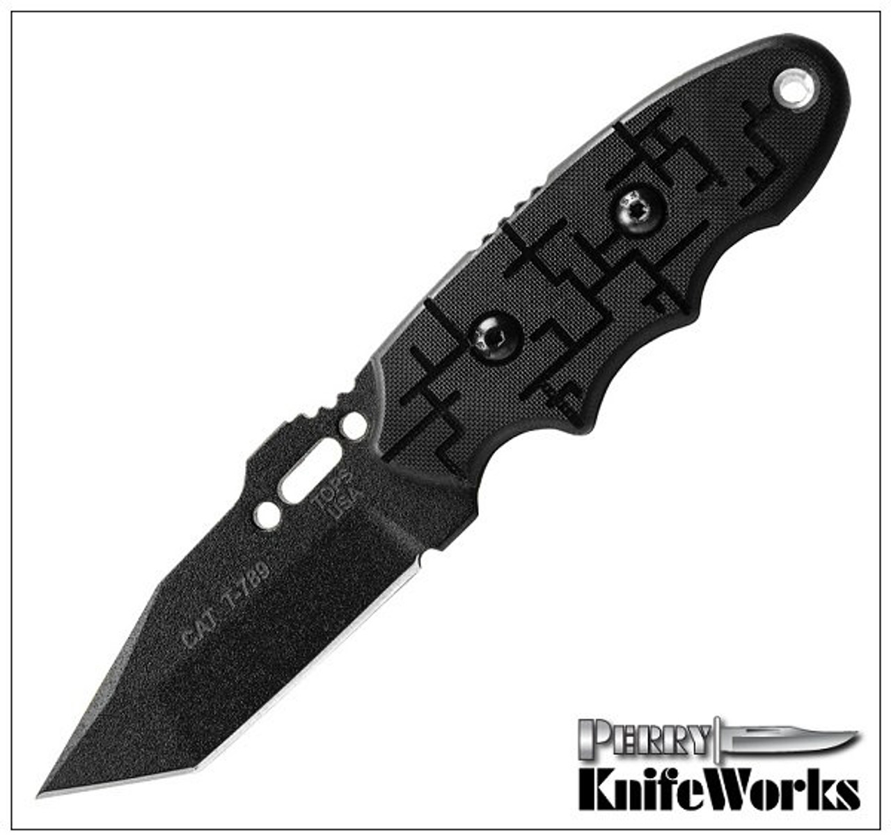 Tops C.A.T. (Covert Anti-Terrorism)Tanto Fixed Blade Knife (Black)