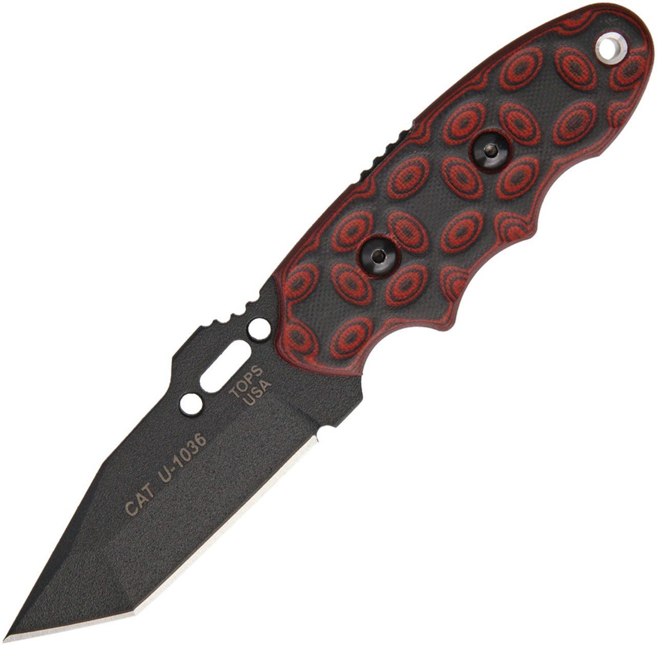 Tops C.A.T. (Covert Anti-Terrorism) Red & Black Tanto Knife (Black)