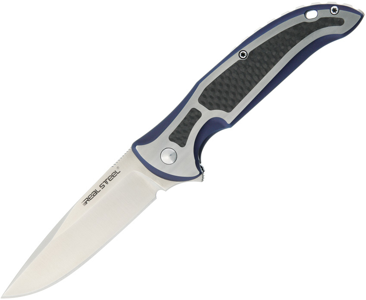 Real Steel Stinger Blue Framelock Flipper Knife (Satin)