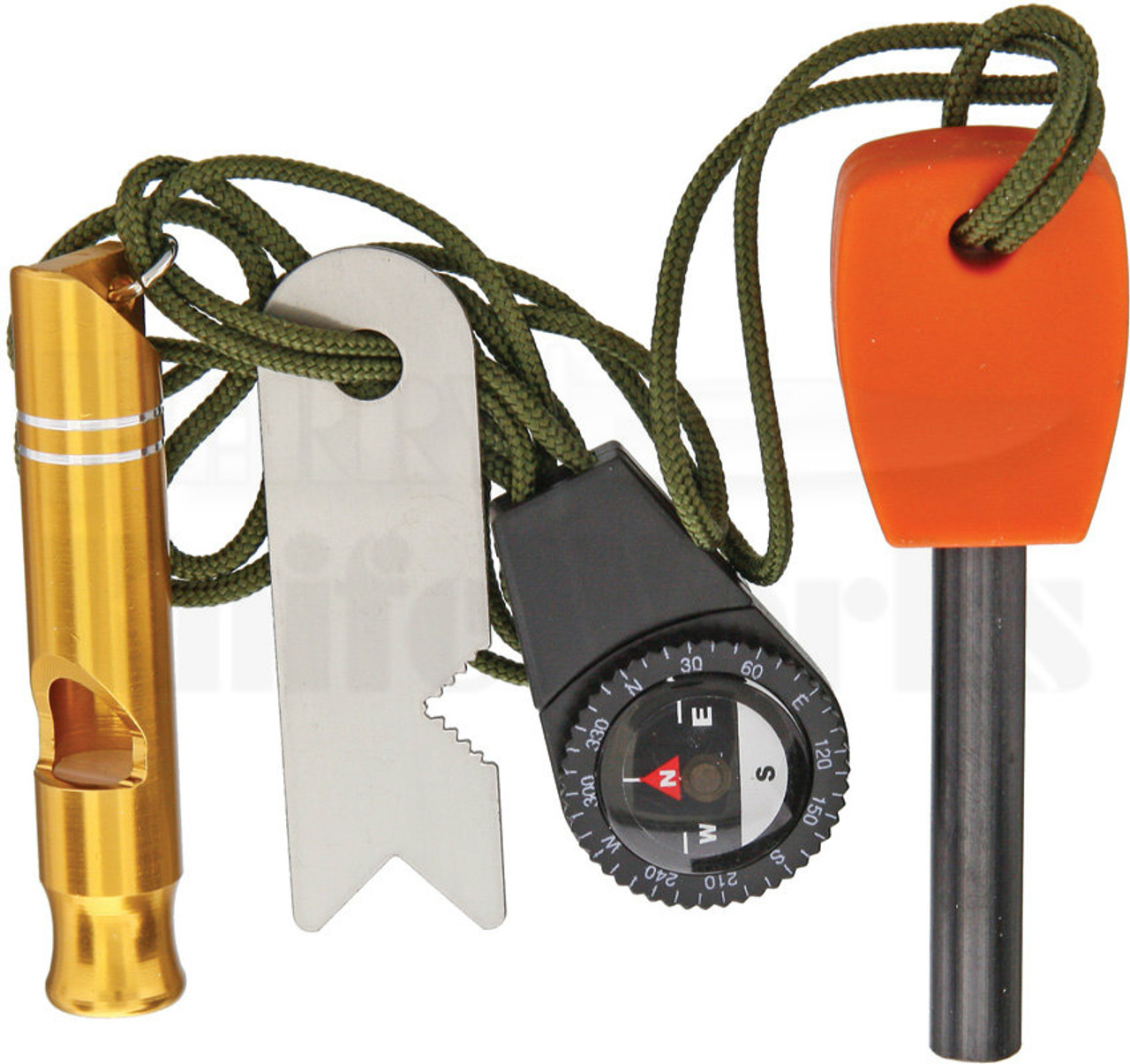 Marbles Survival Combo Kit Compass, Ferro Rod, Striker, Whistle (4 pc)