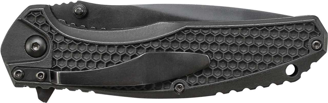 Schrade Black Honeycomb ABS Linerlock Knife (Black) - Closed