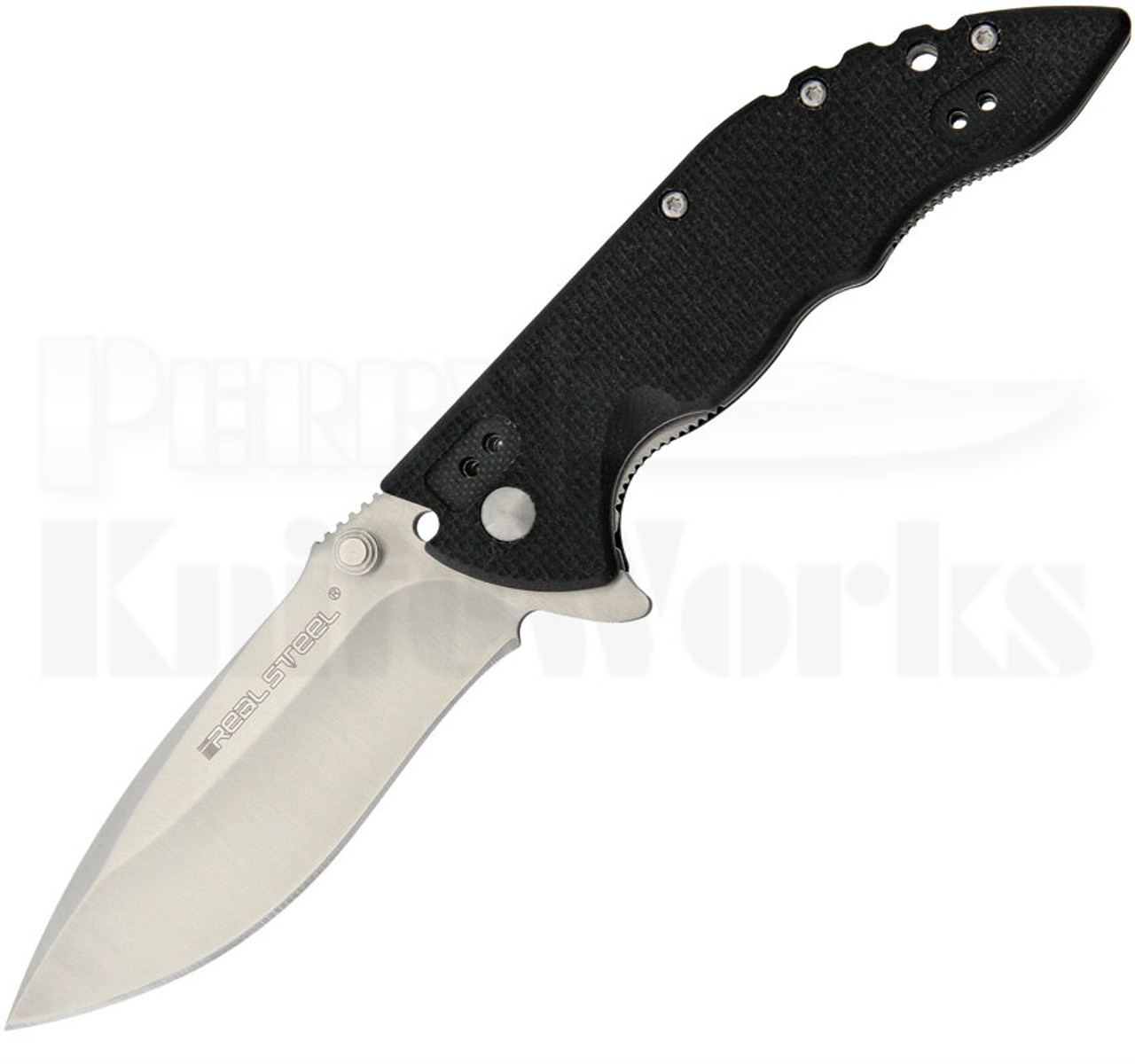 Real Steel E77 Black G-10 Linerlock Flipper Knife (Brushed Satin)