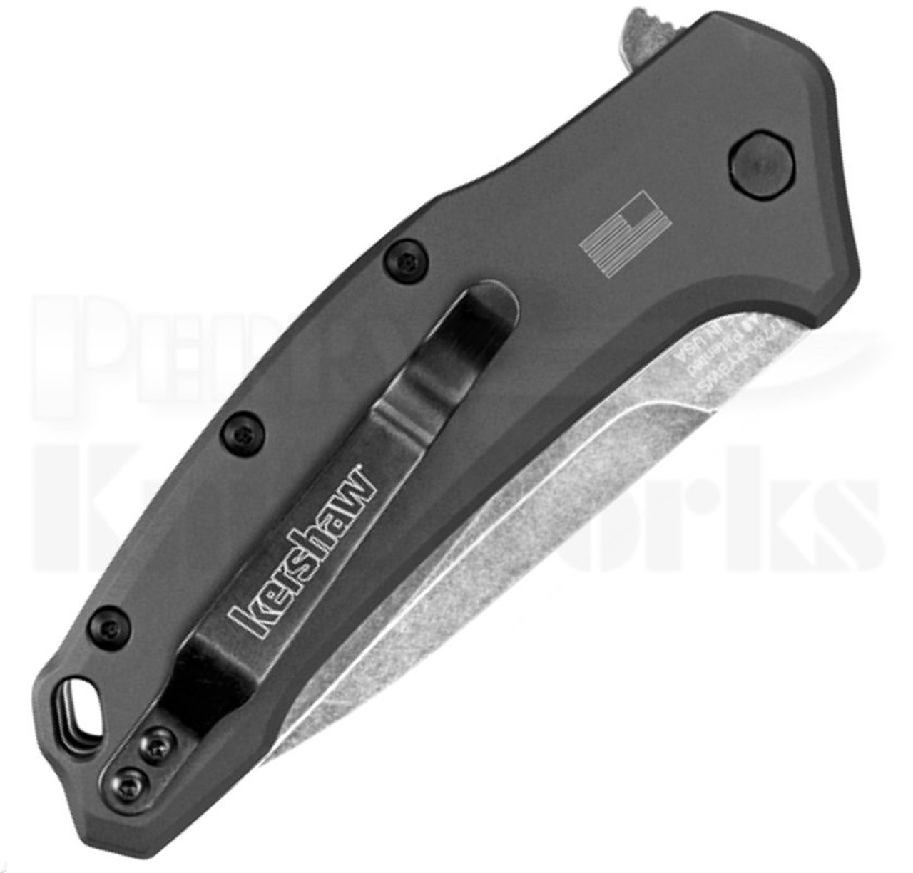 Kershaw Link Drop Point A/O Gray Linerlock Knife (Serr Blackwash)