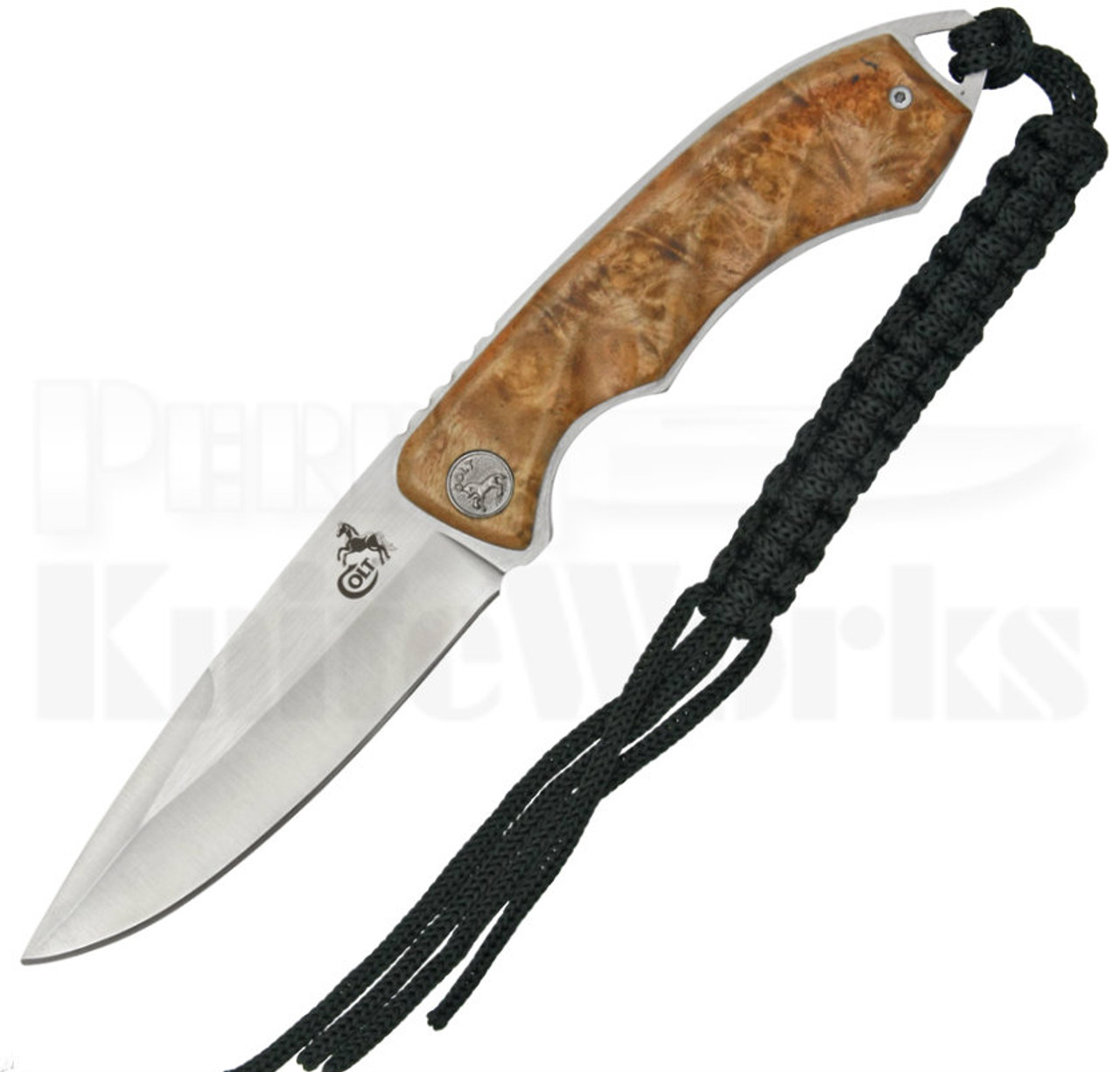 Colt Burl Wood Fixed Blade Hunter Knife (Satin)