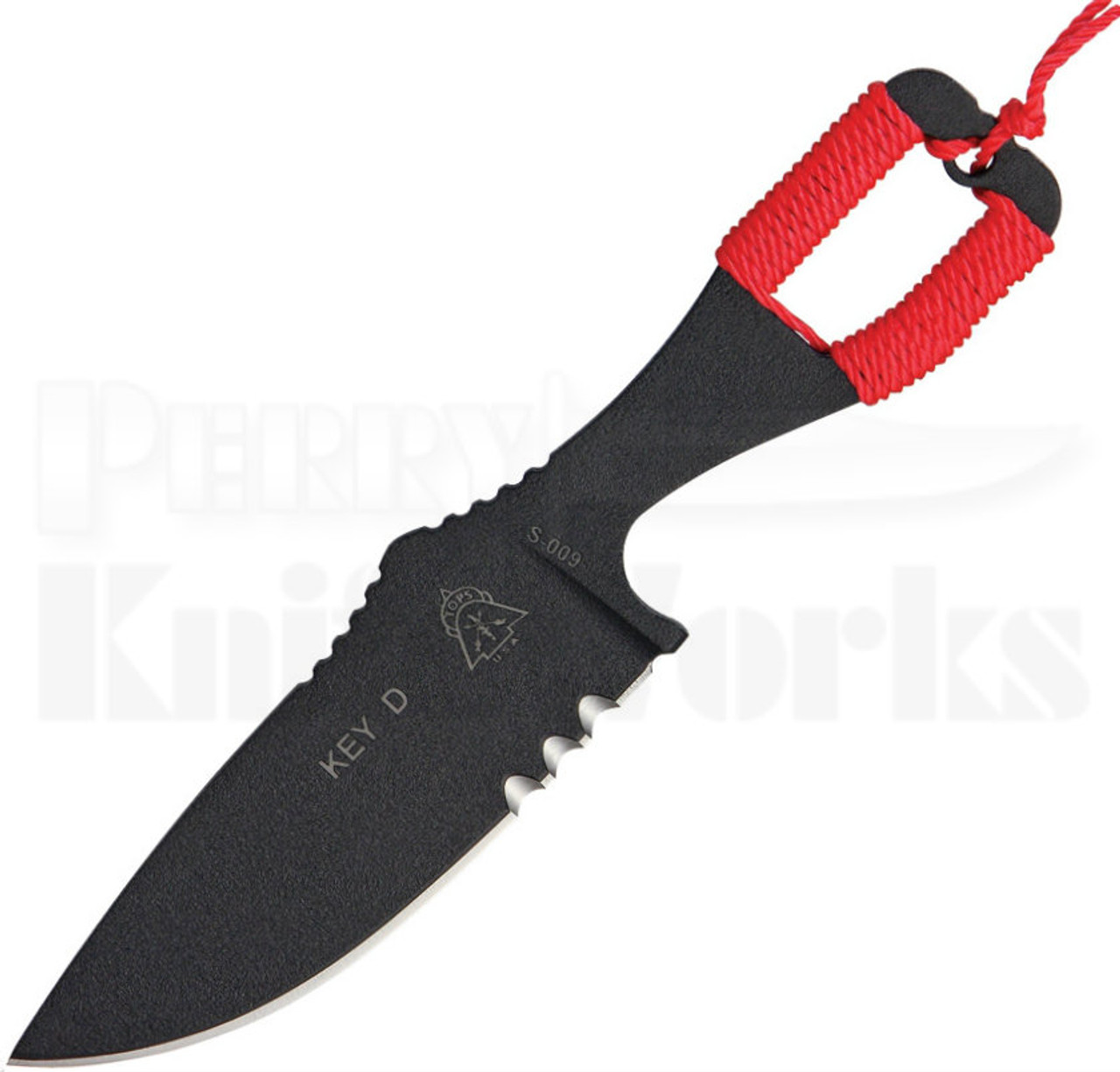 TOPS Knives Key-D Red Wrapped Fixed Blade Knife (Black)