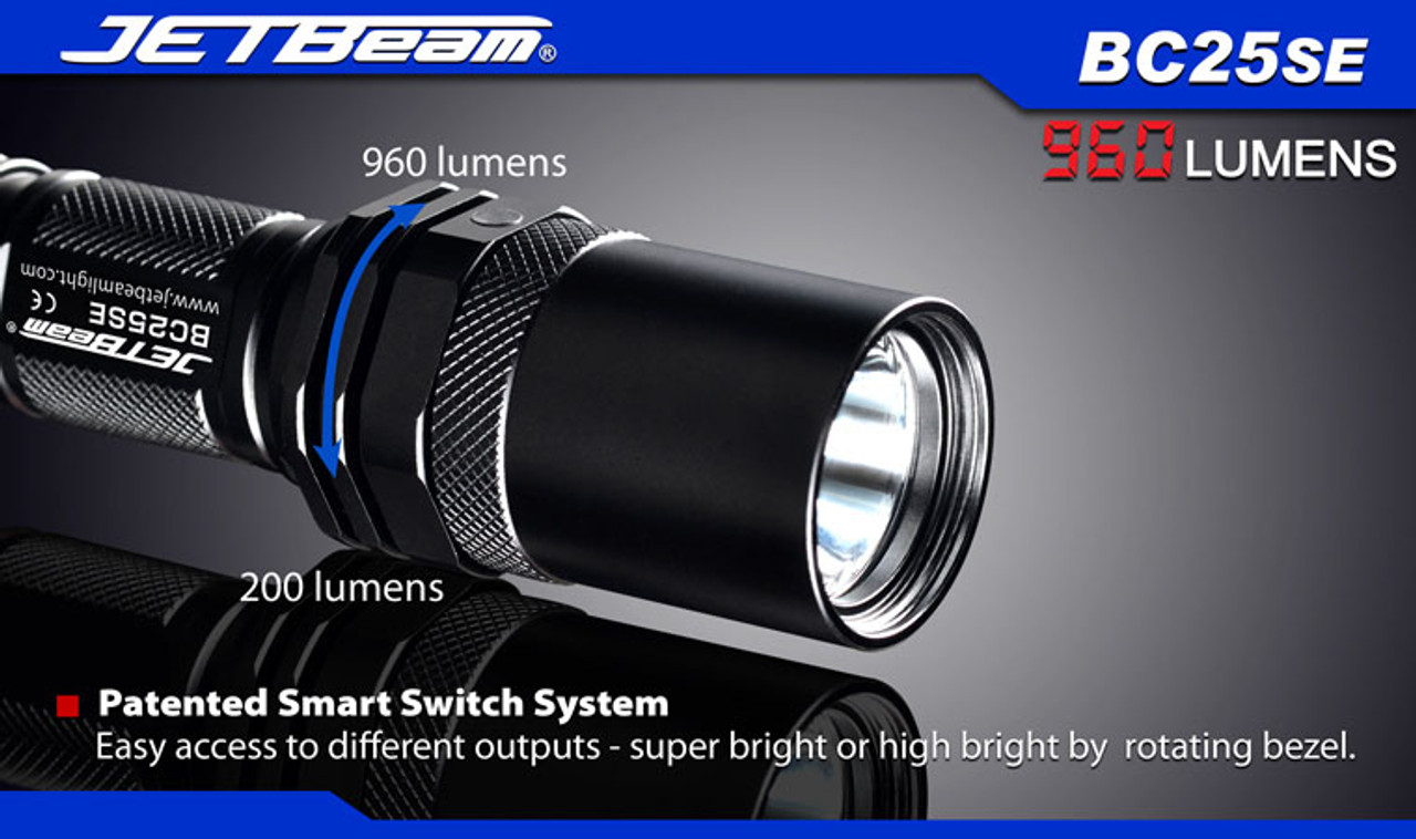 JETBeam BC25SE Rechargeable LED Flashlight (960 Lumens)