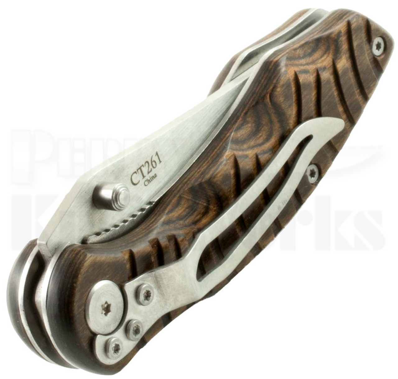 Colt Grooved Pakkawood Wood Linerlock Knife (Satin) CT261