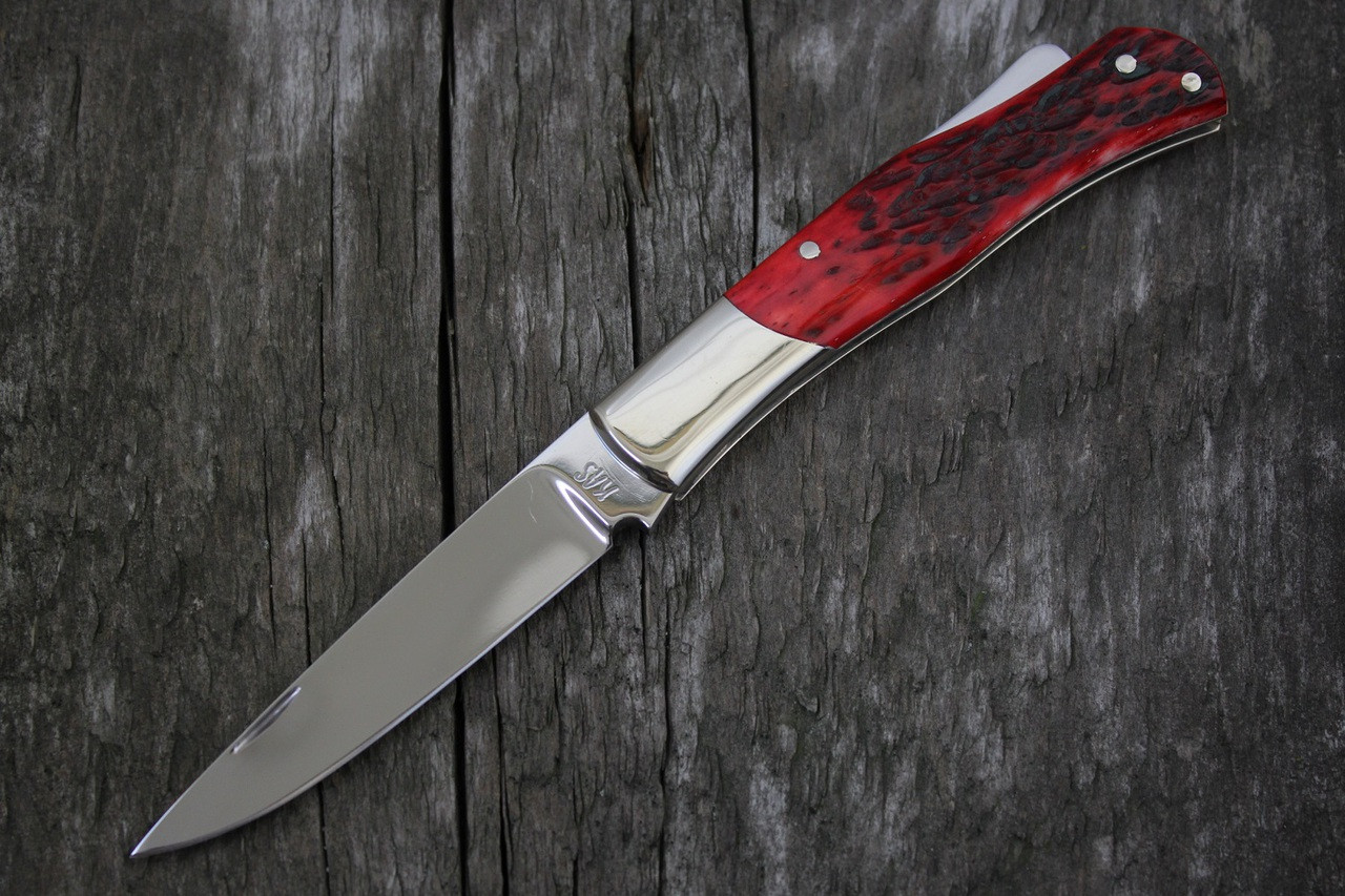 Ken Steigerwalt Custom Red Jigged Lockback Knife