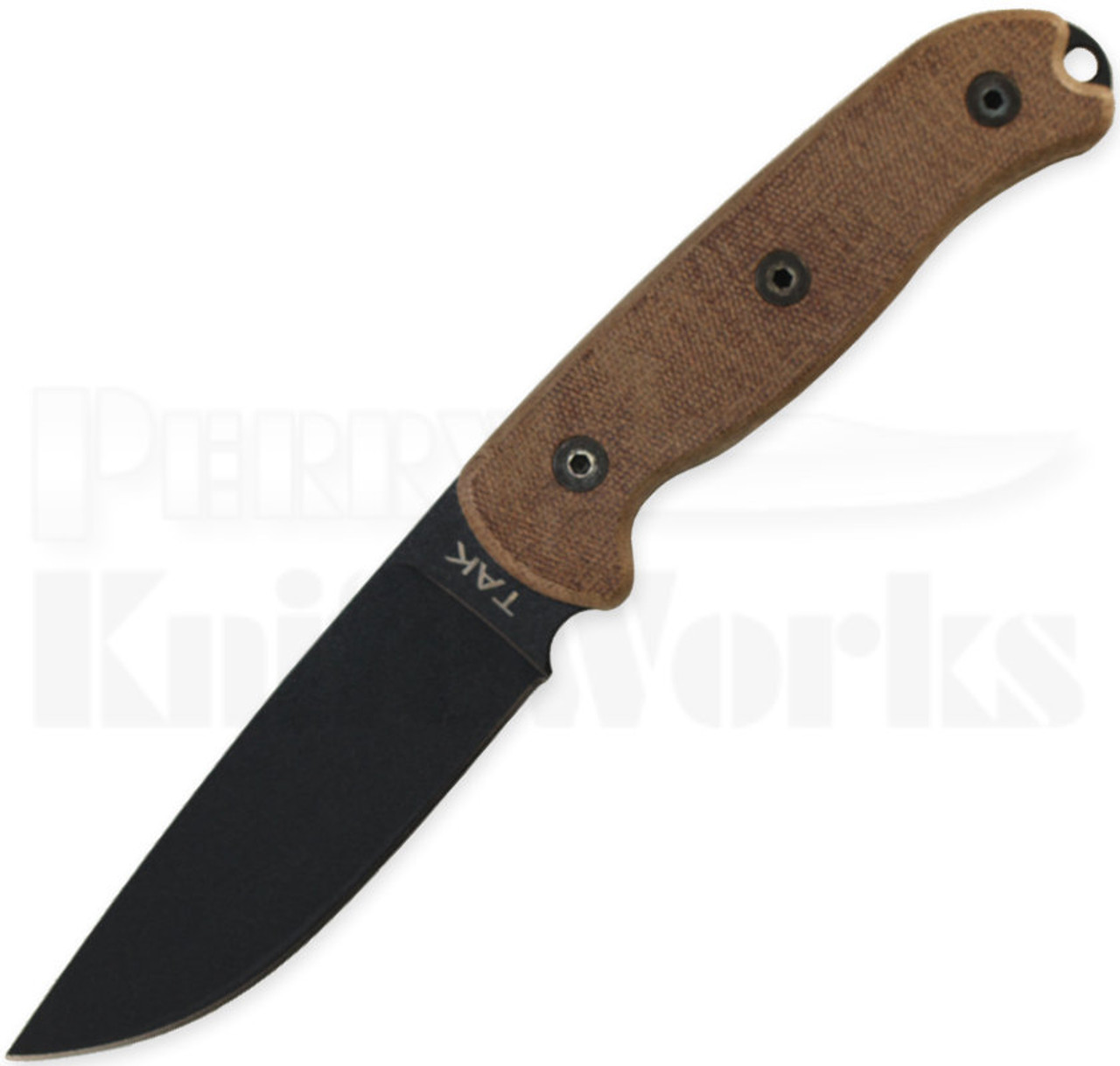 Ontario TAK-1 Fixed Blade Knife Tan Micarta (4.50" Black) 8602