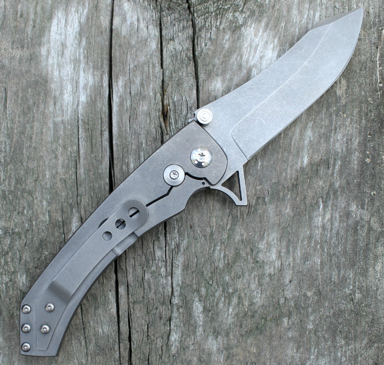 Will Zermeno Azrael Bio-Hazard Framelock Knife (3.75" Stonewash)