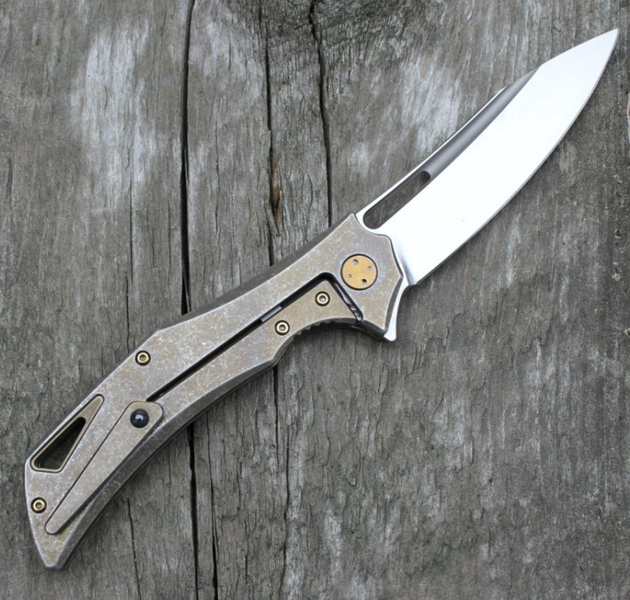 Olamic Cutlery Swish Framelock Flipper Bronze Stonewash (3.75" Satin)