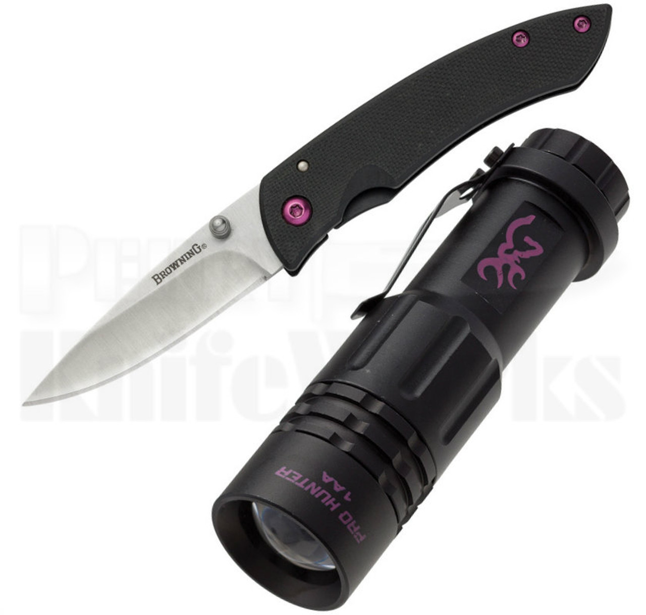 Browning Pro Hunter Knife & Flashlight Set Pink 5373