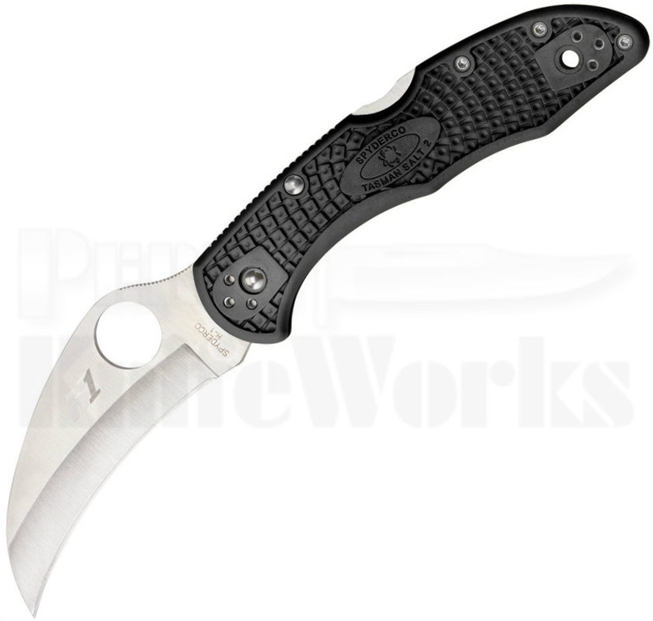 Spyderco Tasman Salt 2 Black Lock Back Knife Plain Satin C106PBK2 