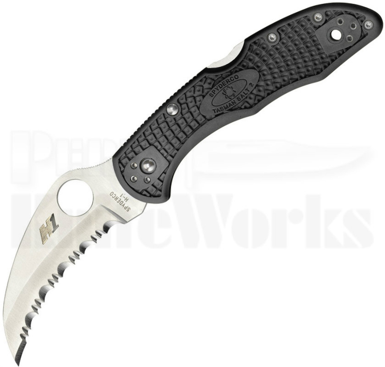 Spyderco Tasman Salt 2 Black Lock Back Knife Full Serrated C106SBK2 