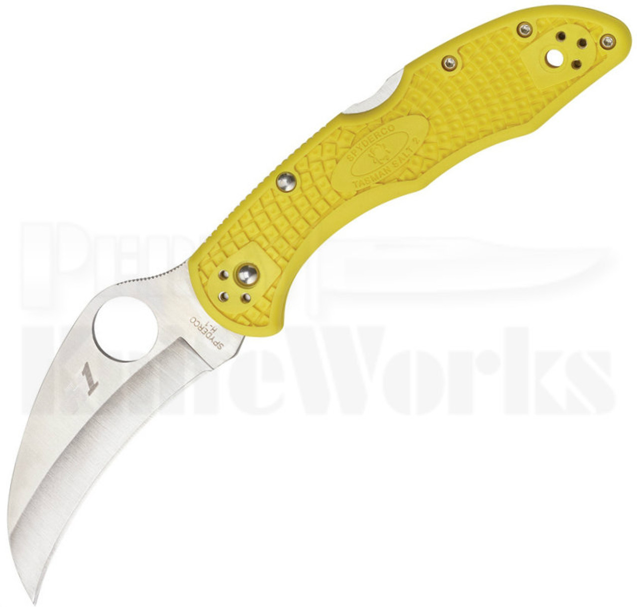 Spyderco Tasman Salt 2 Yellow Lock Back Knife Plain Satin C106PYL2 