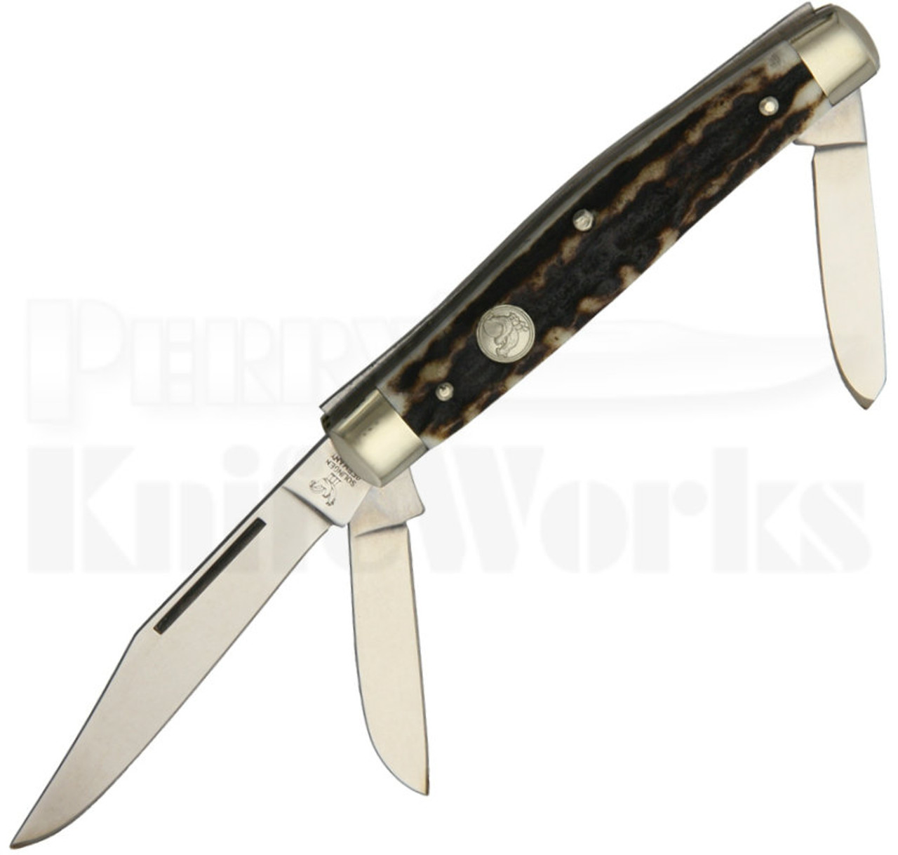Hen & Rooster Stag Three Blade Stockman Knife 273DS
