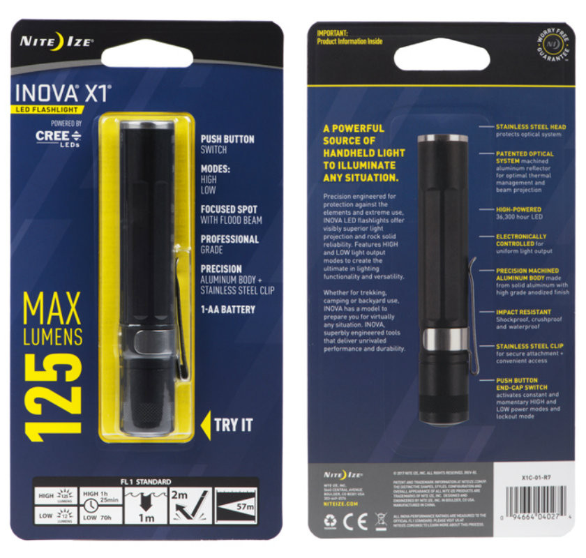Nite Ize Inova X1 LED Flashlight Black 125 Lumens l Perry Knife Works