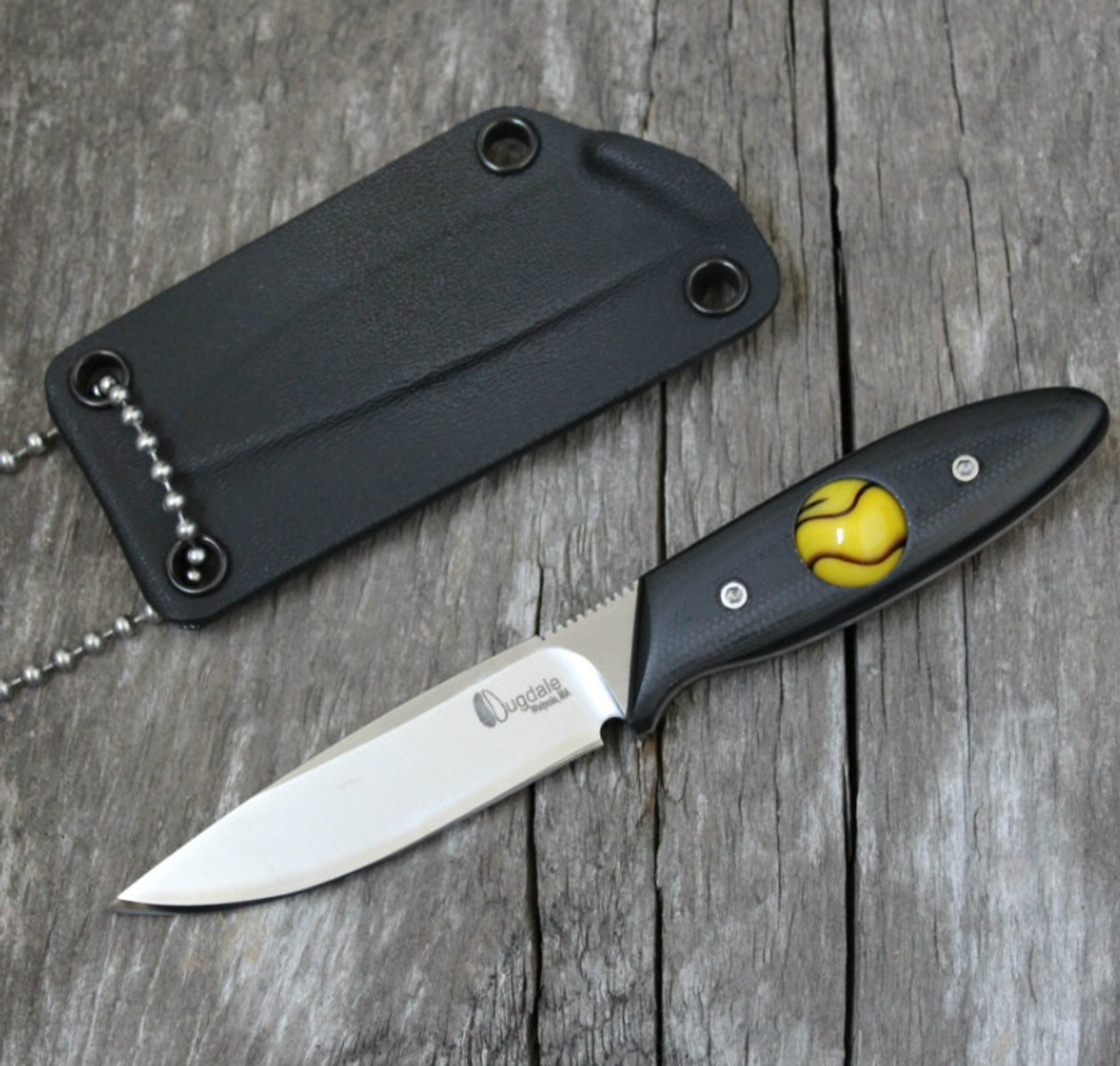 Dan Dugdale Custom Marble Neck Knife Smooth Black G10 (2.6" Satin)