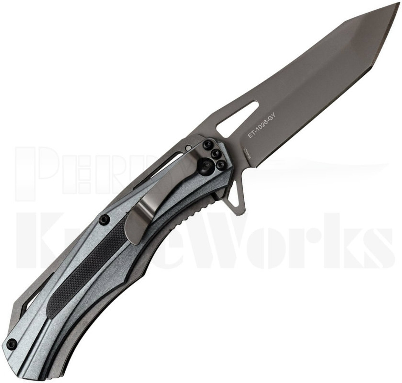 Elite Tactical Liner Lock Knife Gray/Black ET-1026-GY Clip