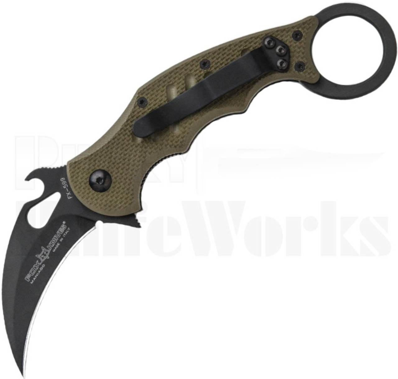 Fox Knives OD-Green Linerlock Karambit Knife 599OD