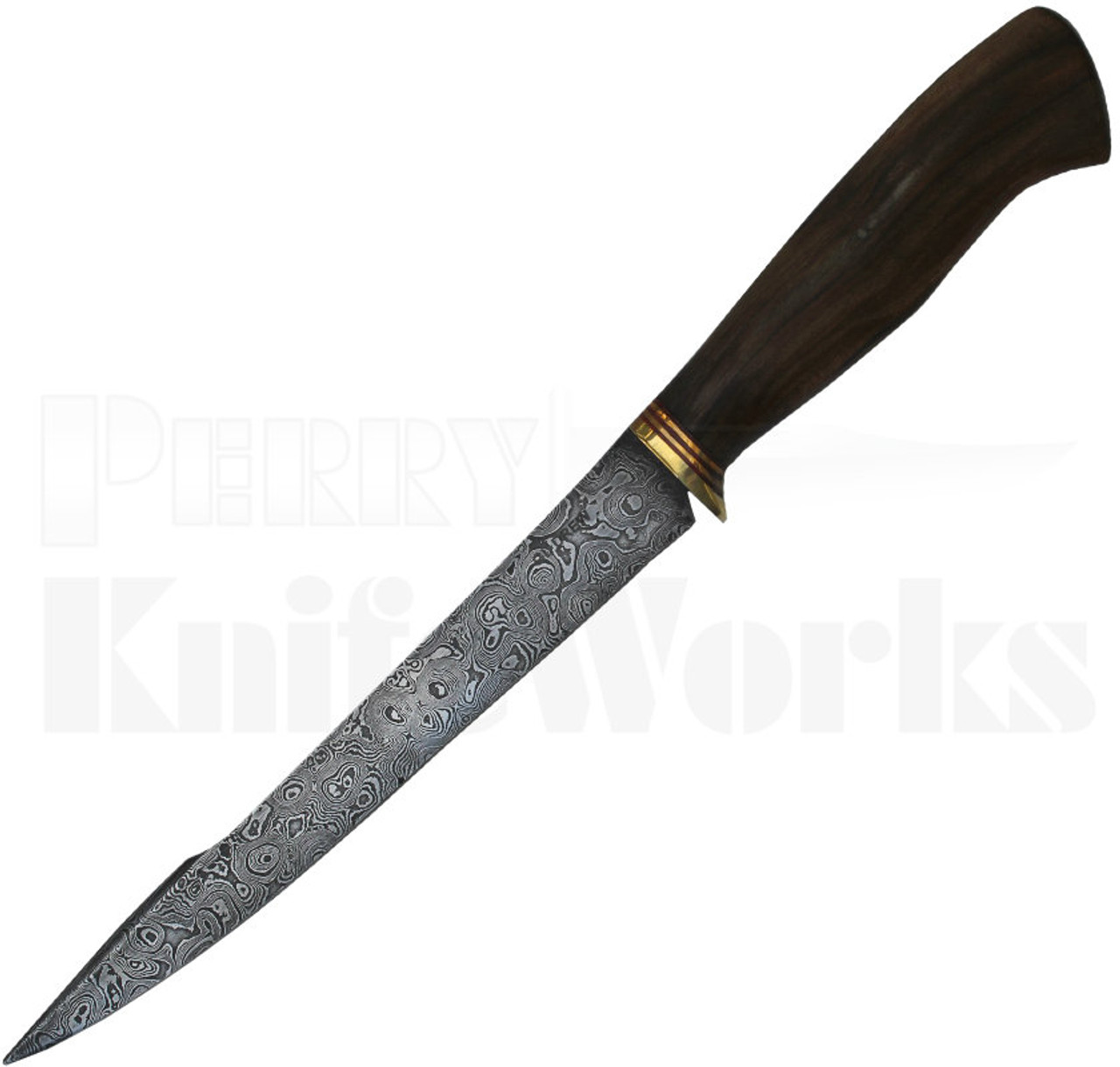Gerry Drew Rain Drop Damascus Fillet Knife Spalted Maple