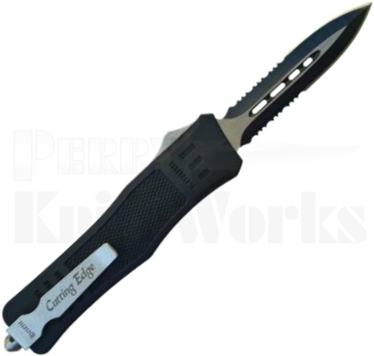 Cutting Edge Heretic Mini Black OTF Automatic Knife Spear Point Serrated