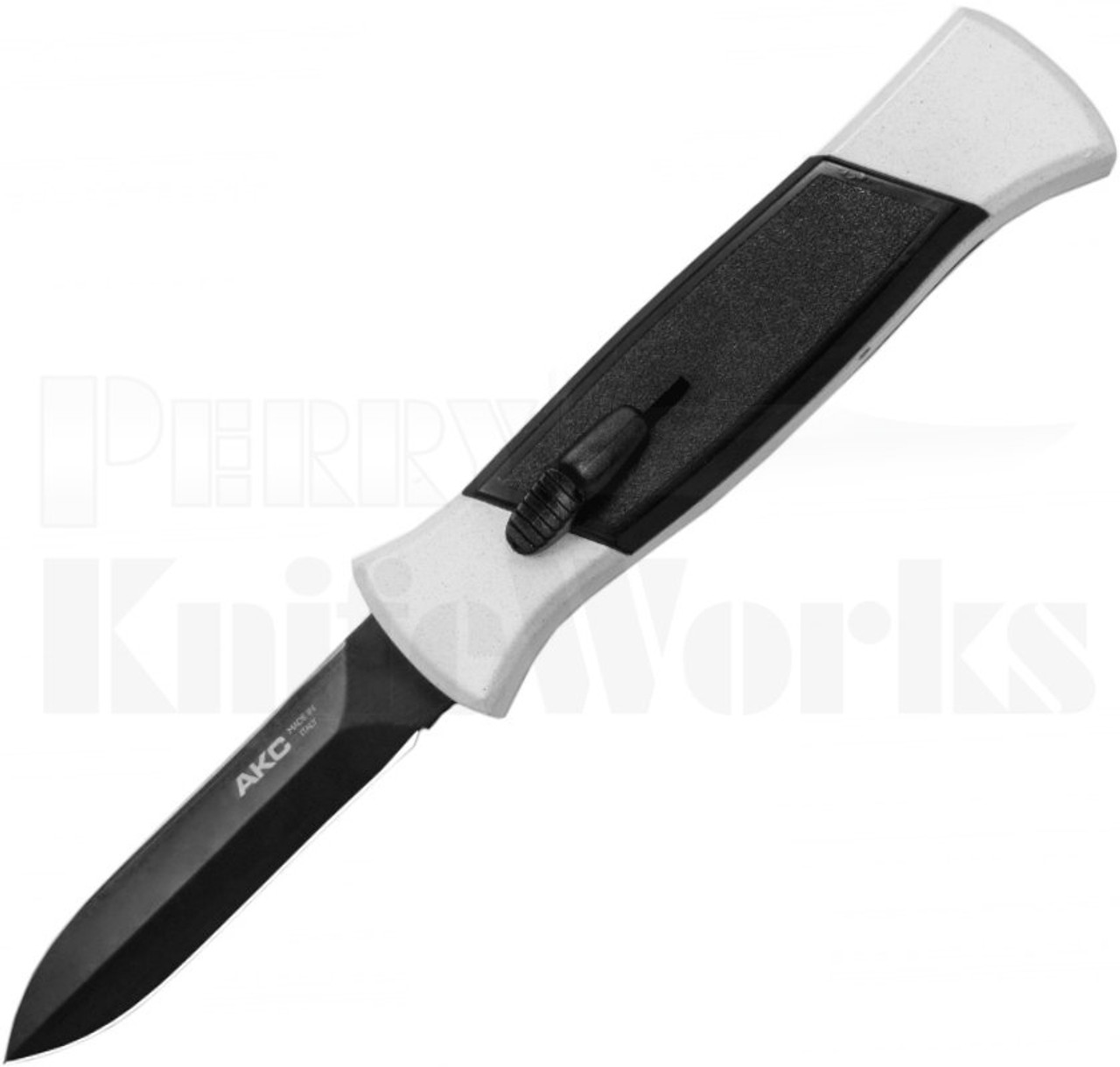 AKC 777 Black Finger Automatic Knife White/Black l Black Dagger