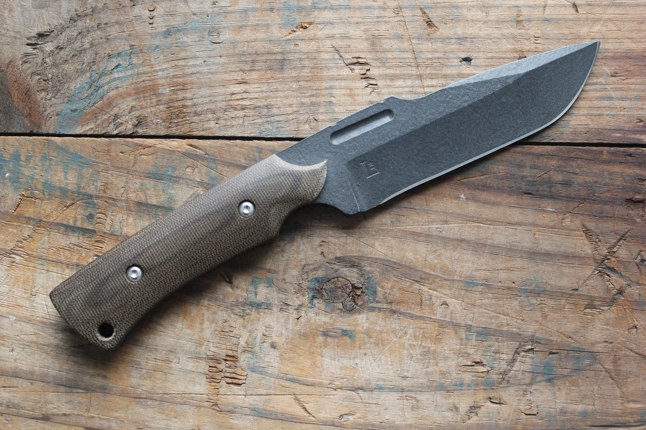 Paul Letourneau T.U.S.K. Knife Brown Micarta l 4.75" Black Blade