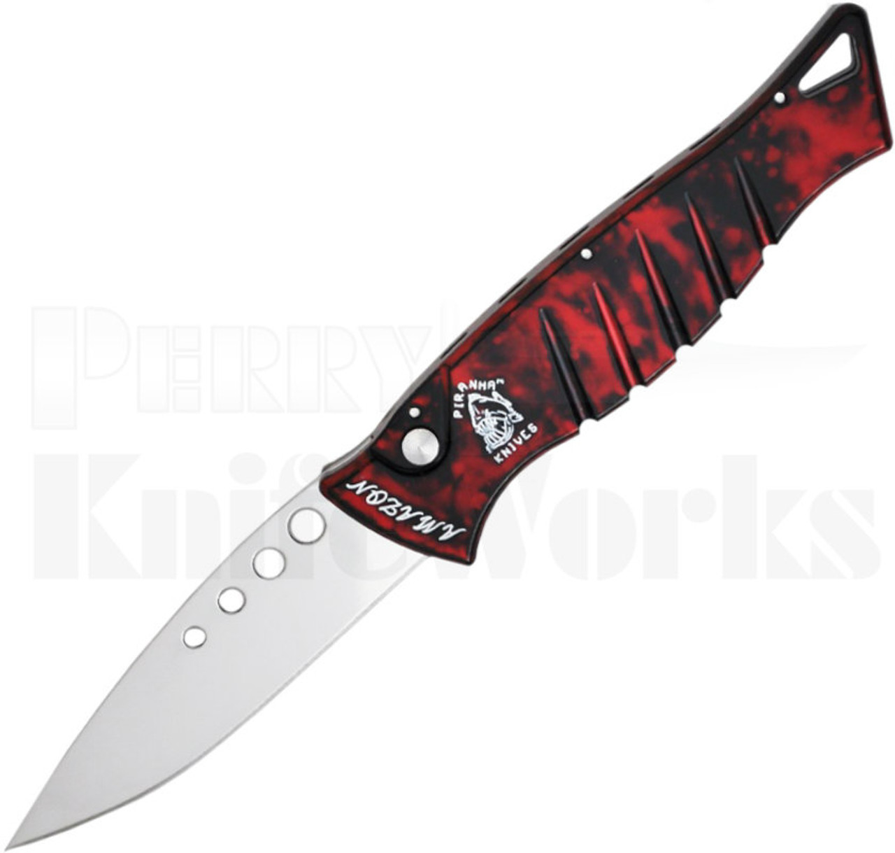 Piranha Amazon Automatic Knife Red Marble P-3R