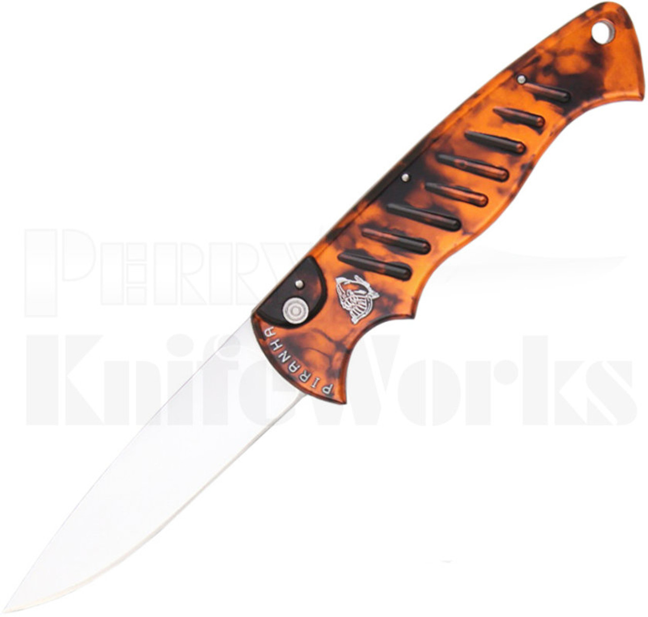 Piranha Pocket Automatic Knife Orange Marble P-1O