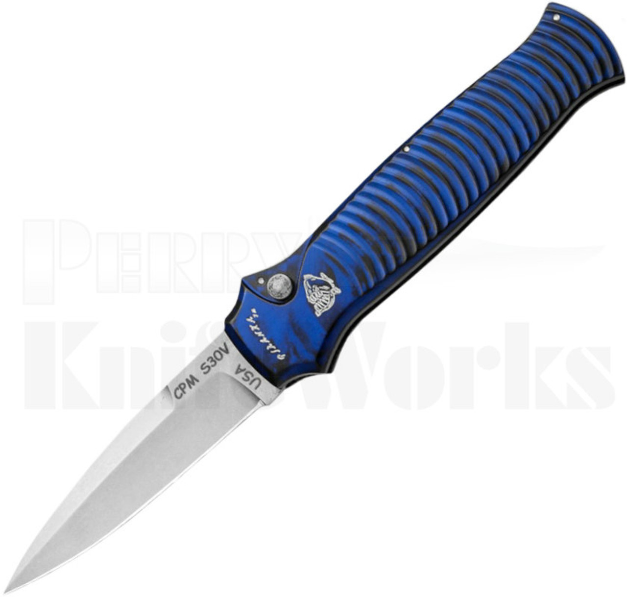 Piranha Bodyguard Automatic Knife Blue Marble P-6B