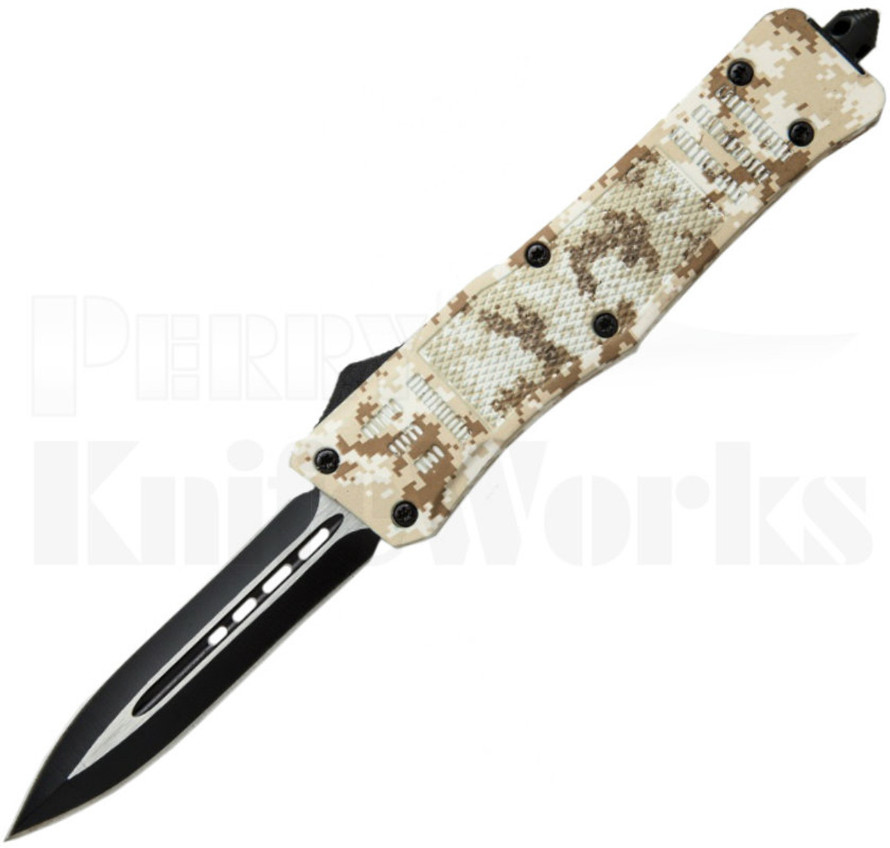 Delta Force OTF Automatic Knife Tan Camo Dagger Blade