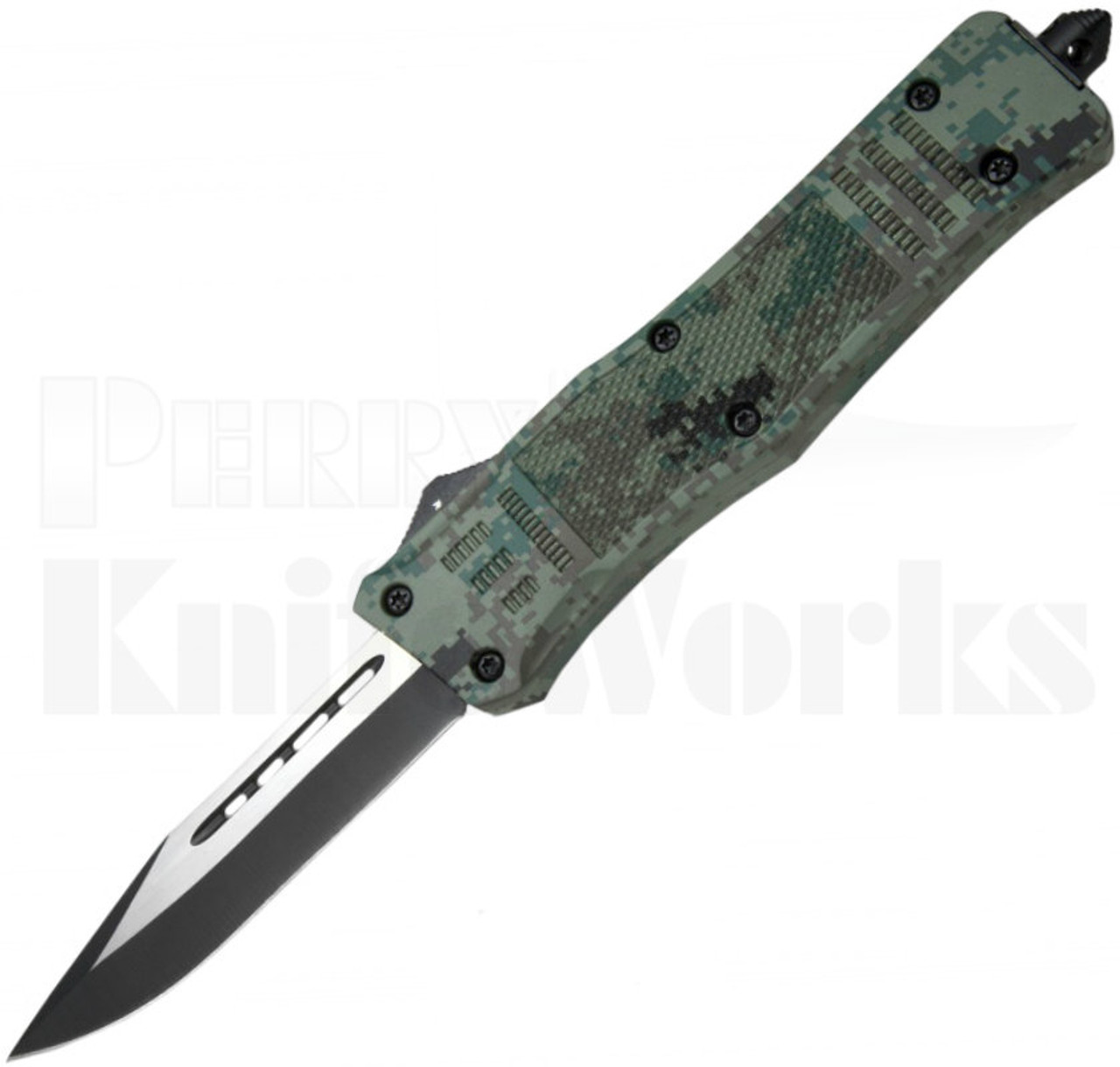 Delta Force OTF Automatic Knife Green Camo Drop Point Blade