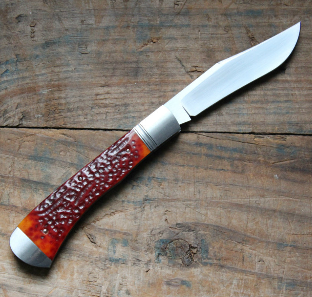 Trae Gaenzel Custom Slip Joint Knife Amber Bone l Back