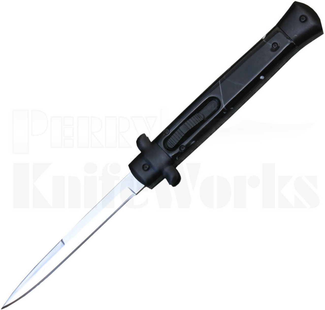 Italian 11" Black Marble Stiletto OTF Automatic Knife w/Black Hardware