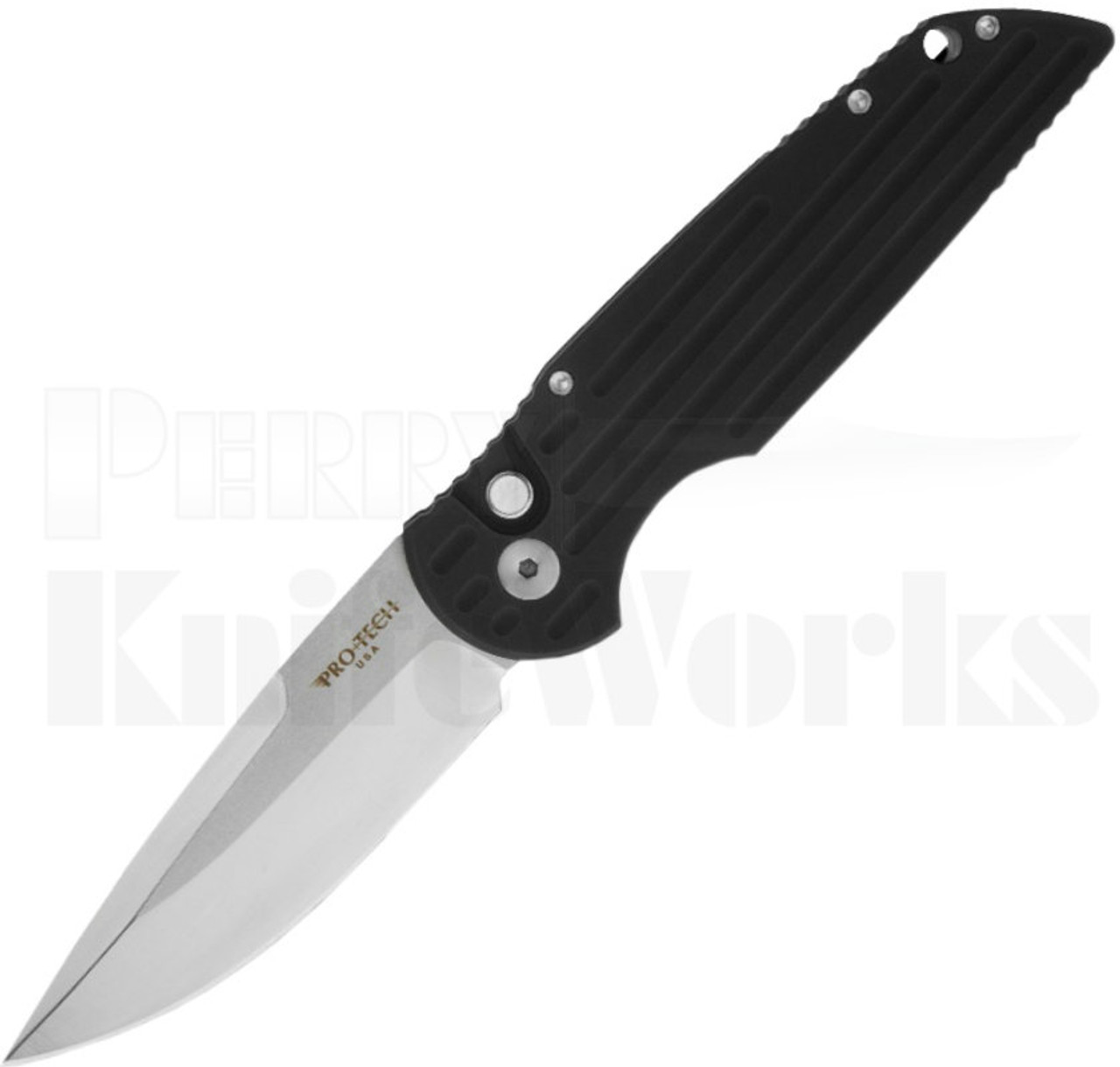 Protech TR-3 Limited Automatic Knife Grooved Black - Satin Blade