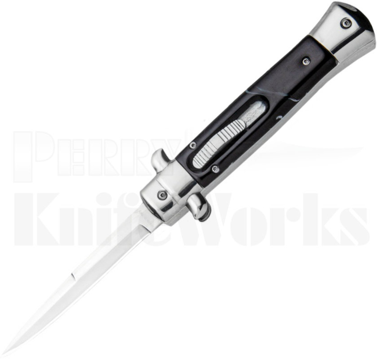 Italian 9" Black Marble Stiletto OTF Automatic Knife