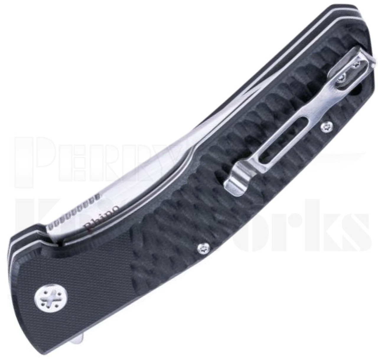 Ultra-X Rhino Liner Lock Flipper Knife Black G-10 l Stonewash Blade l For Sale