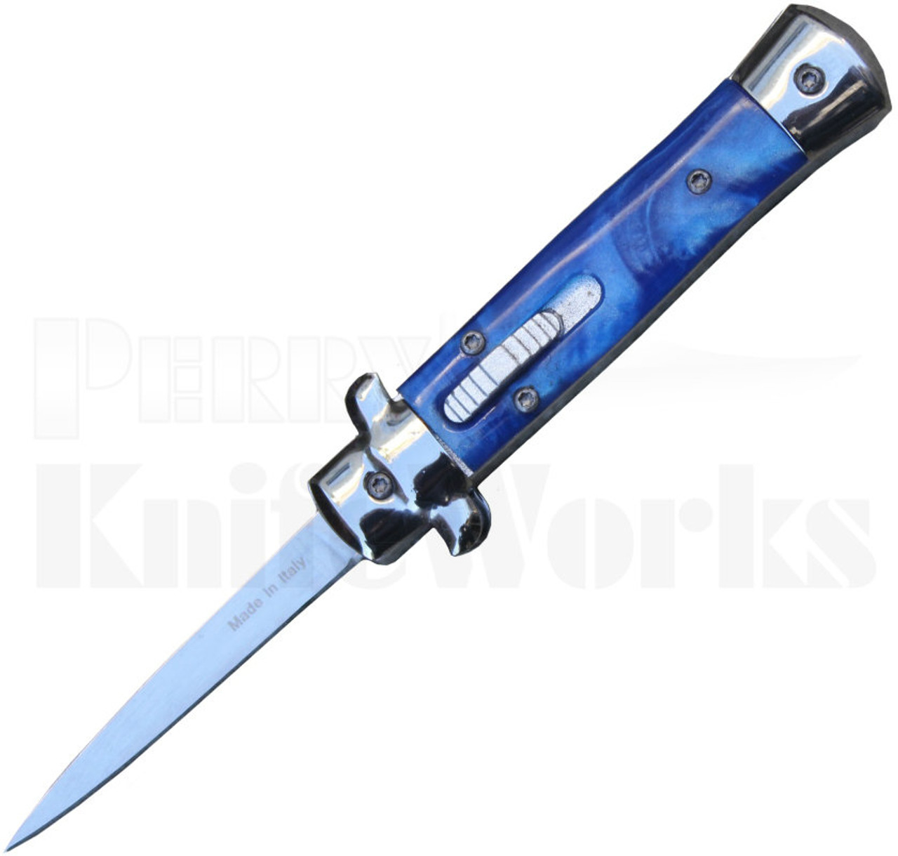 Italian 5" Mini Blue Marble Stiletto OTF Automatic Knife