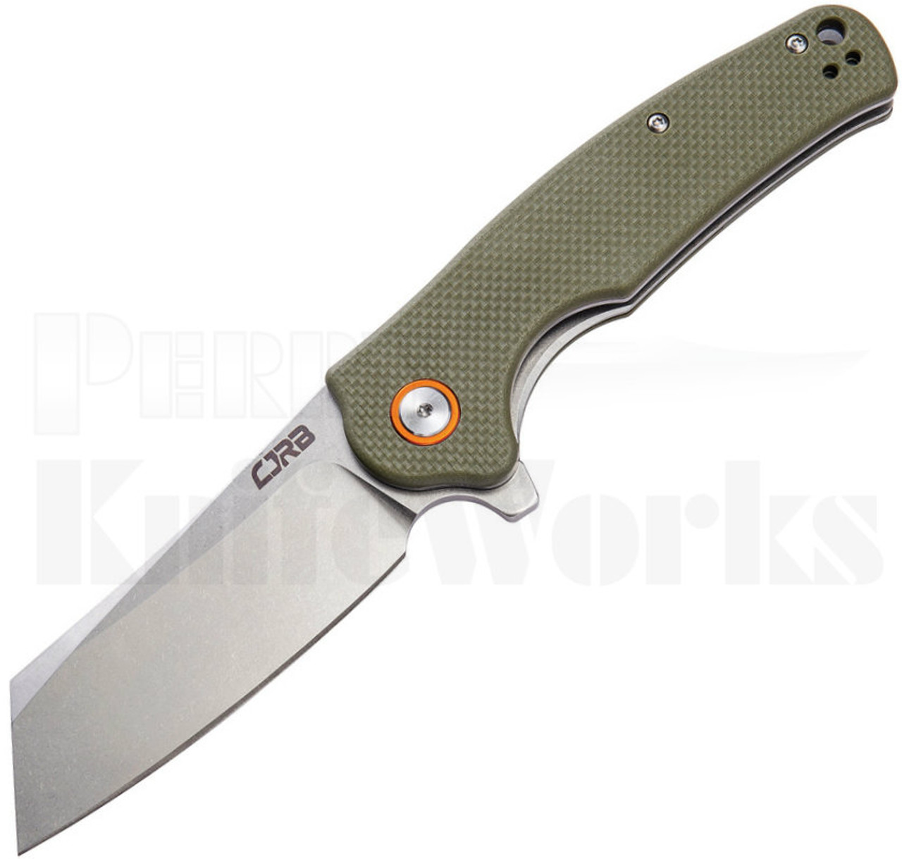 CJRB Cutlery Crag Liner Lock Knife Green G-10 l Stonewash D2 Clever