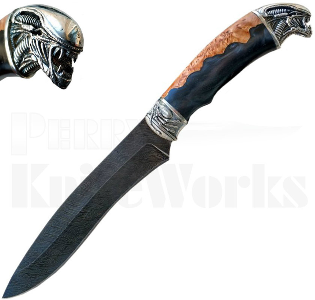Igor Alexandrov Alien Fixed Blade Knife l Damascus Blade
