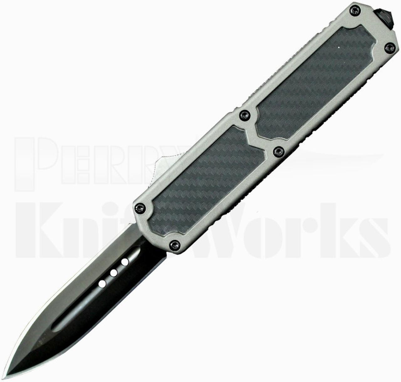 Titan Gray D/A OTF Automatic Knife Carbon Fiber l Black Spear Point