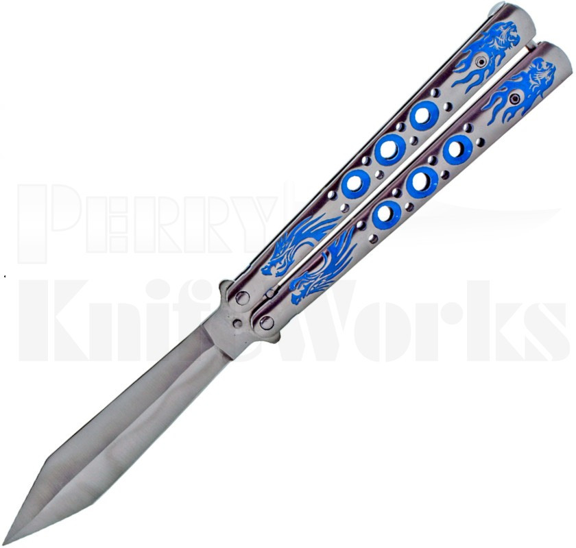 Striker HD Balisong Butterfly Knife Blue Dragon l Satin Blade