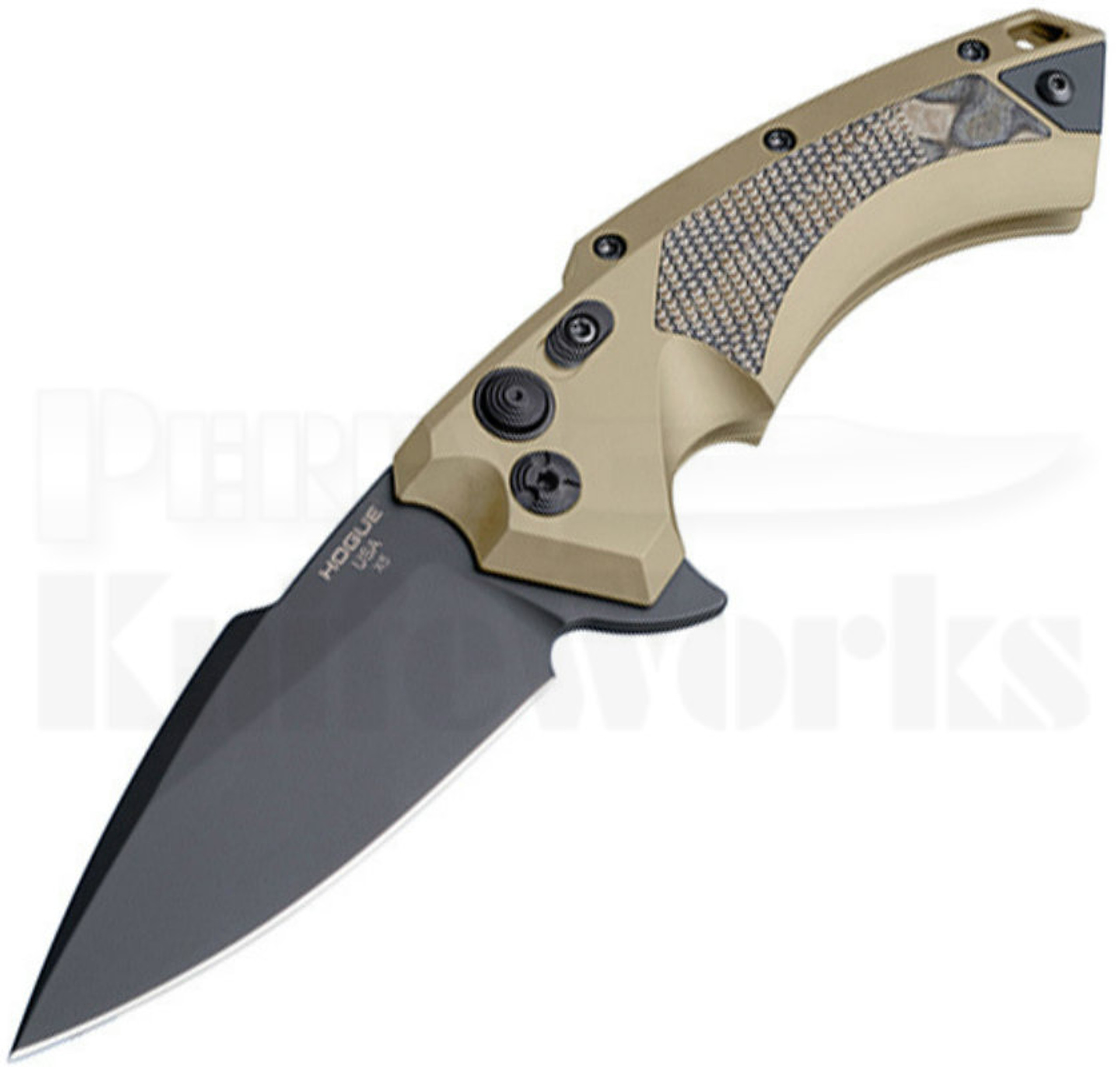 Hogue X5 FDE Spear Point Button Knife 34577 Perry Knife Works