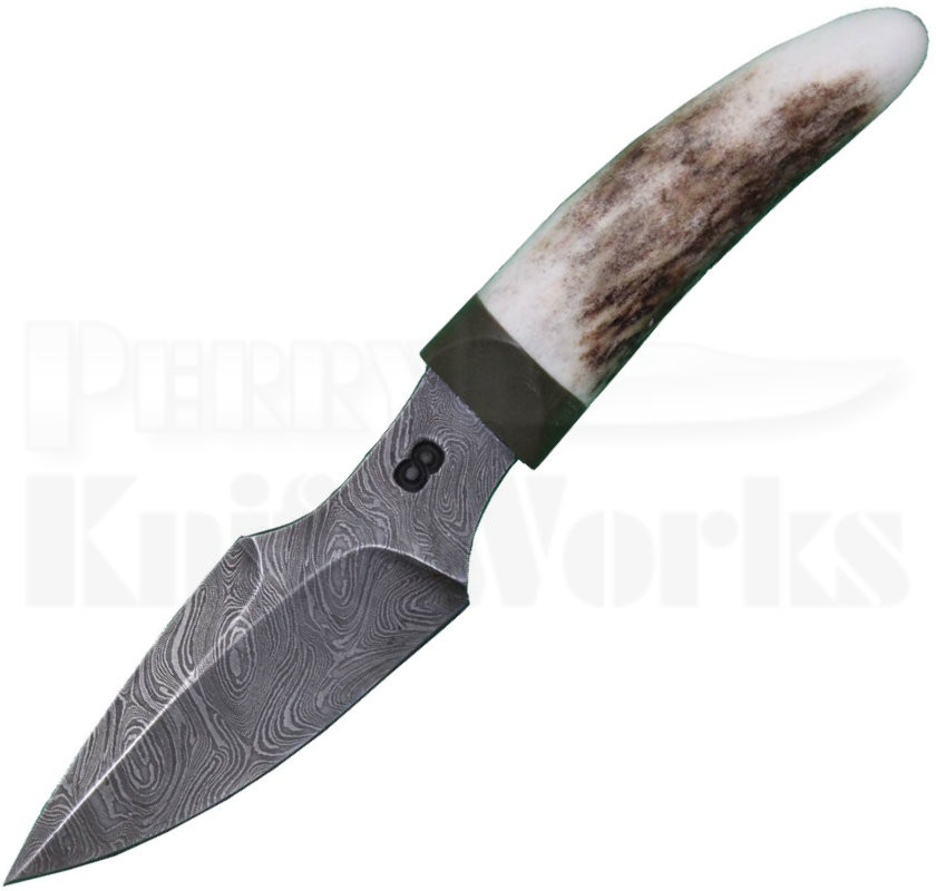 Olamic Cutlery Damascus Neck Knife Stag Bolstered Perry Knifeworks