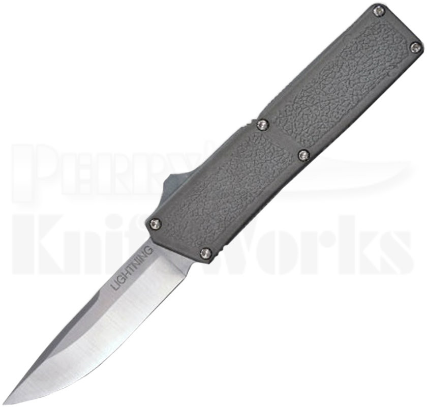 Lightning Gray D/A OTF Automatic Knife 3.25" Satin l Perry Knifeworks