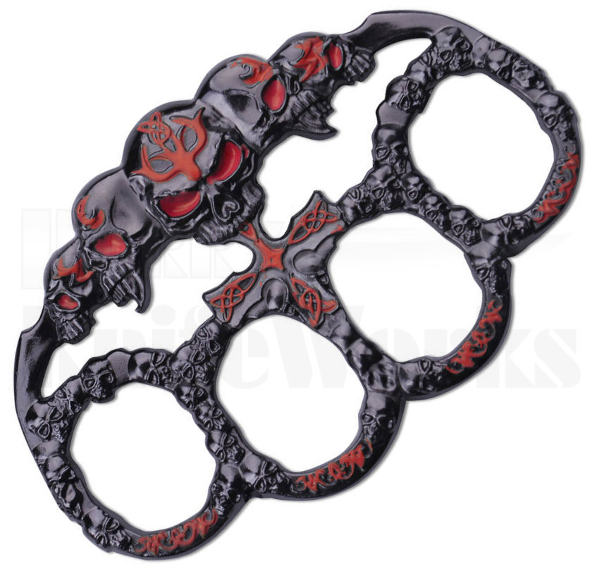 Master Cutlery Red Skulls Belt Buckle Knuckles PK2445RD l Perry Knife.